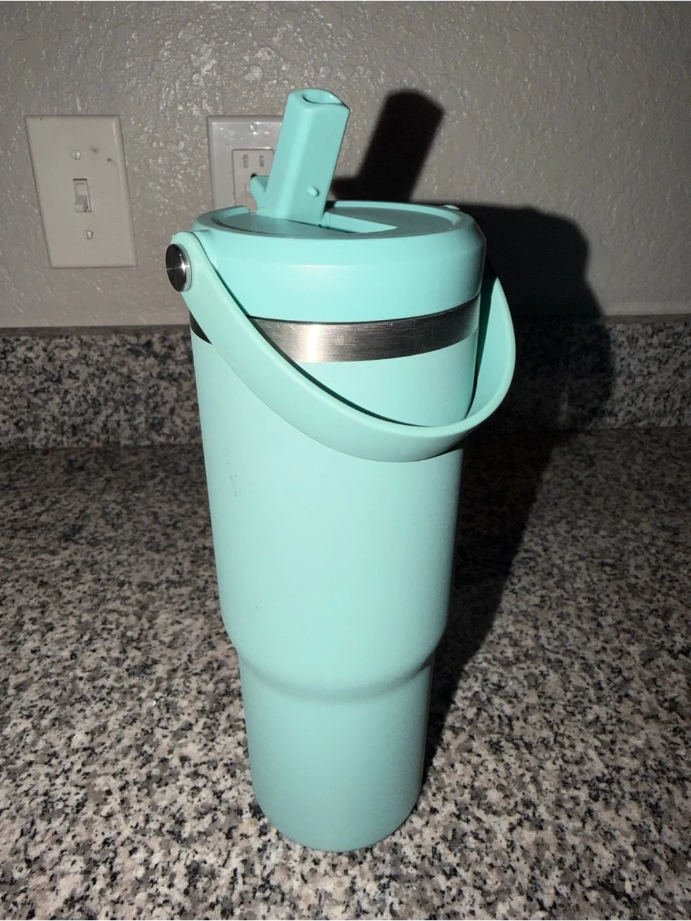 HYDRAPEAK Teal Insulated Travel Tumbler with Carry Handle & Straw